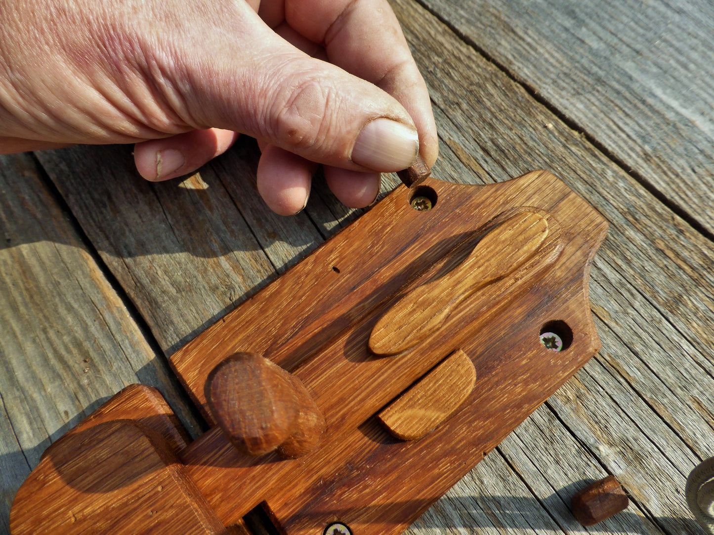 Türriegel zum klappen aus altem Eichen-Holz