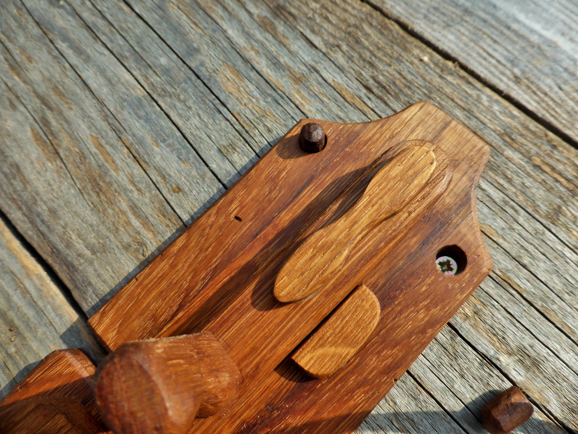 Türriegel zum klappen aus altem Eichen-Holz