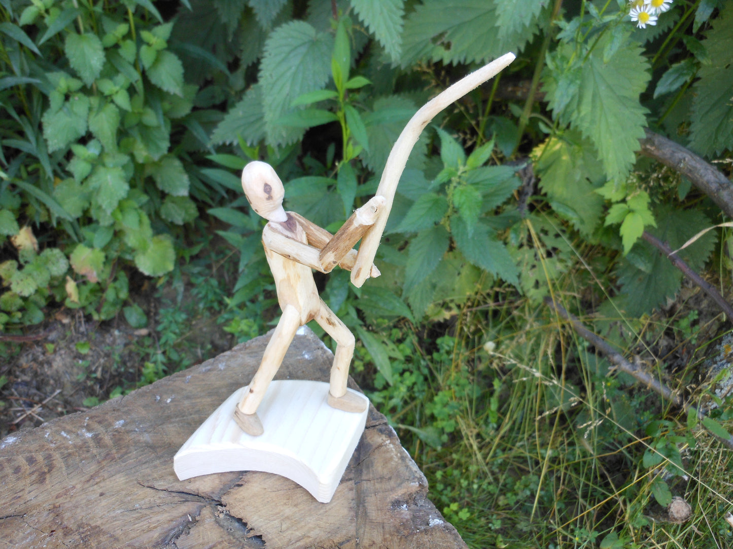 Holzfigur -Angler Skulptur Angelsport Geschenk Hobbyangler Handarbeit  stehend oder sitzend