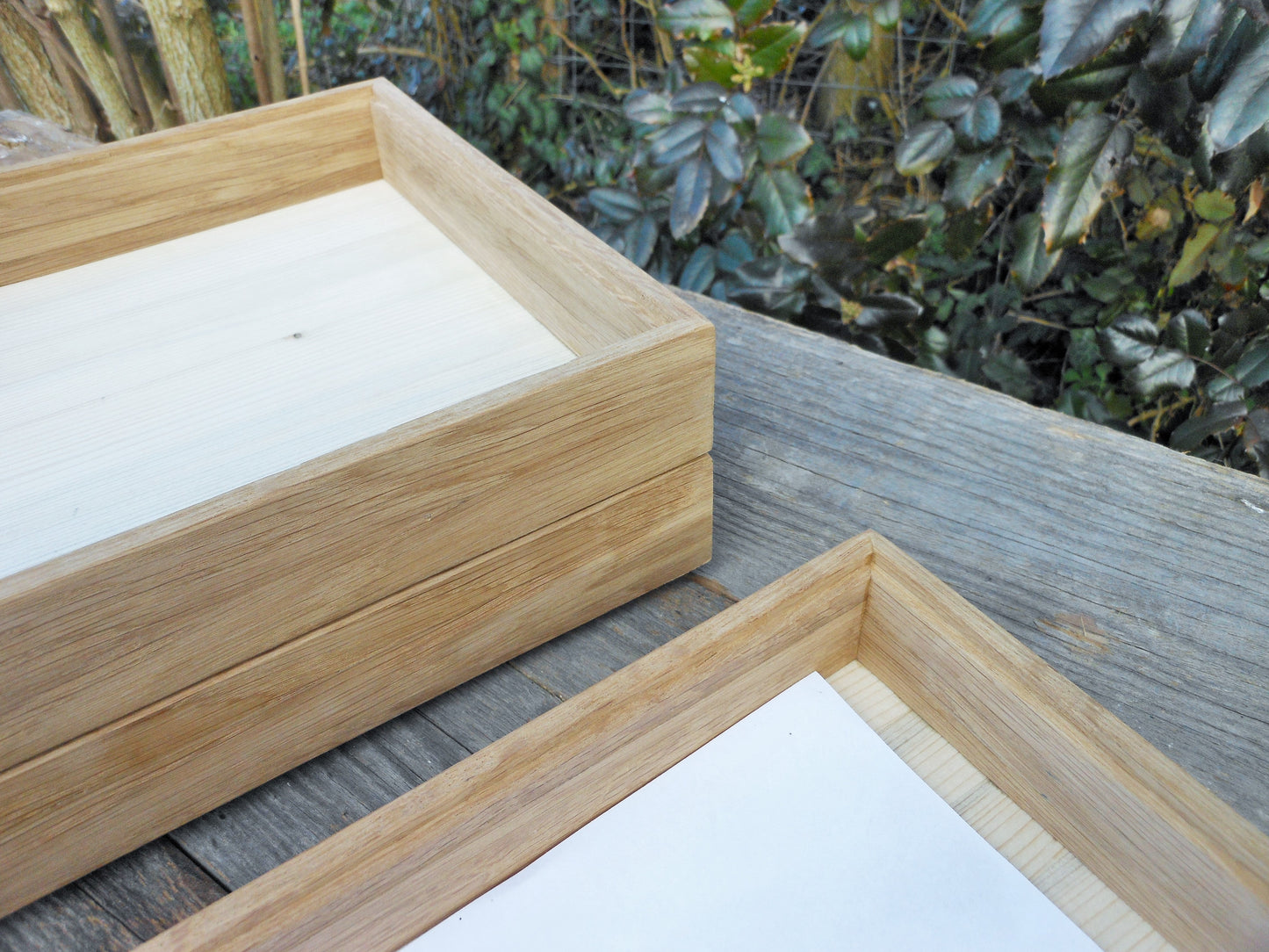 Schreibtischablagen unbehandelt aus uraltem Eichenholz und Nadelholz Desk shelves untreated made of ancient oak wood and coniferous wood