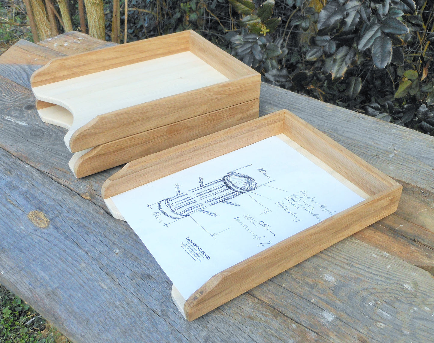 Schreibtischablagen unbehandelt aus uraltem Eichenholz und Nadelholz Desk shelves untreated made of ancient oak wood and coniferous wood