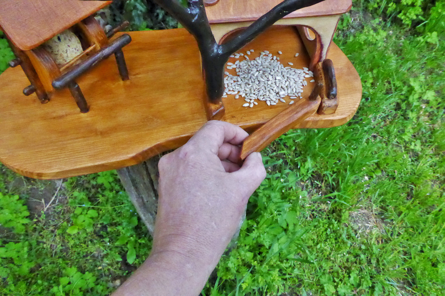 Vogelhaus mit Meisenknödelhalter  Bird house with fat ball holder