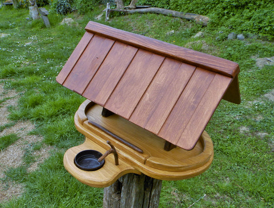 Vogelfutterhaus groß mit Upcycling Tränke reine Handarbeit Gartenvögel